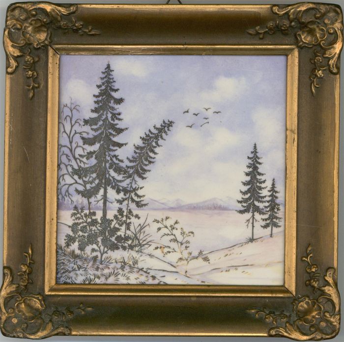 E. Rwinchen - Framed 20th Century Mixed Media, Winter Snow Landscape