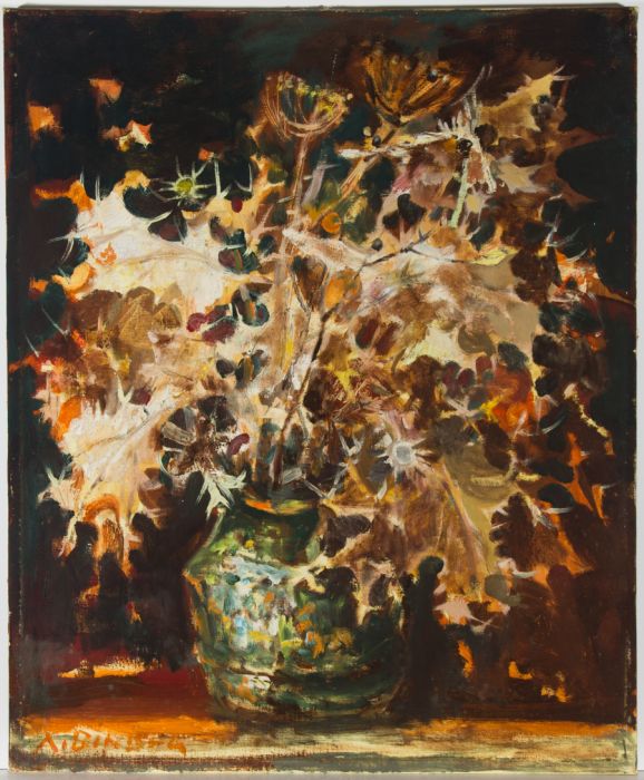 Avraham Binder (1906-2001) - 20th Century Oil, Still Life, Vase with Flowers
