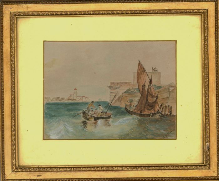 M.S Pugh - Signed & Framed Late 19th Century Watercolour, The Harbour