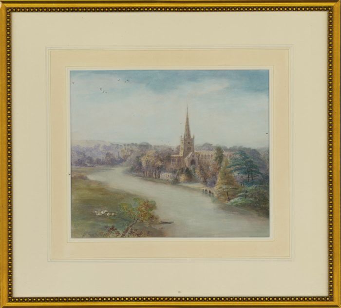 E. Salter - 1894 Watercolour, Holy Trinity, Stratford-upon-Avon