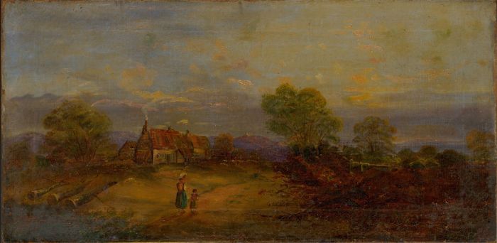 19th Century Oil -  Panoramic Landscape with Figures