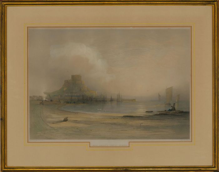 Jean Le Capelain - 19th Century Lithograph, Mont Orgueil Castle, Jersey