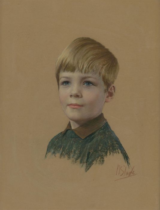 N. Slade - Framed & Signed Mid 20th Century Pastel, Study of a Young Boy