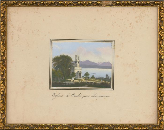 Framed Early 20th Century Lithograph - Eglise d'Ouchy, Lausanne