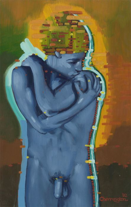John Cherrington (1931-2015) - 1992 Oil, Surrealist Male Nude
