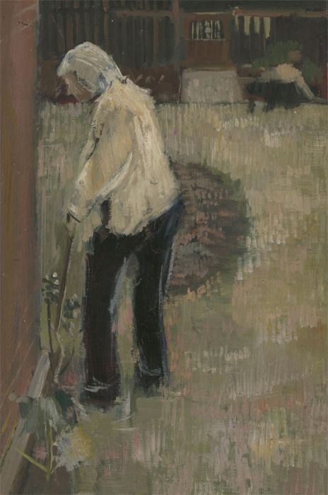 John Cherrington (1931-2015) - 1959 Oil, Female Figure Gardening