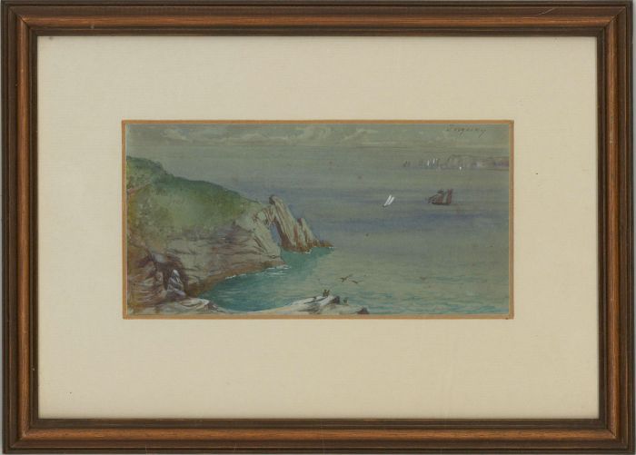 L.G - Framed 1868 Watercolour, Torquay Coastline