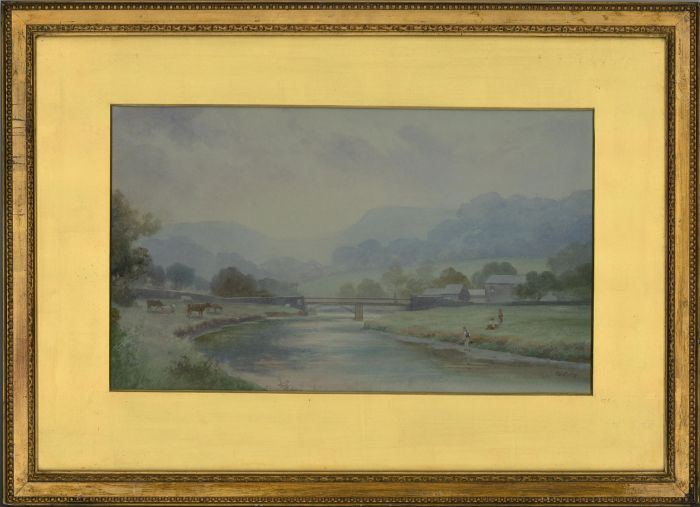 P. G. Riley - Signed & Framed 20th Century Watercolour, Tranquil Riverside View