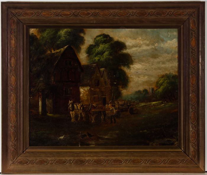 19th Century Oil for Restoration - Horsecart Scene