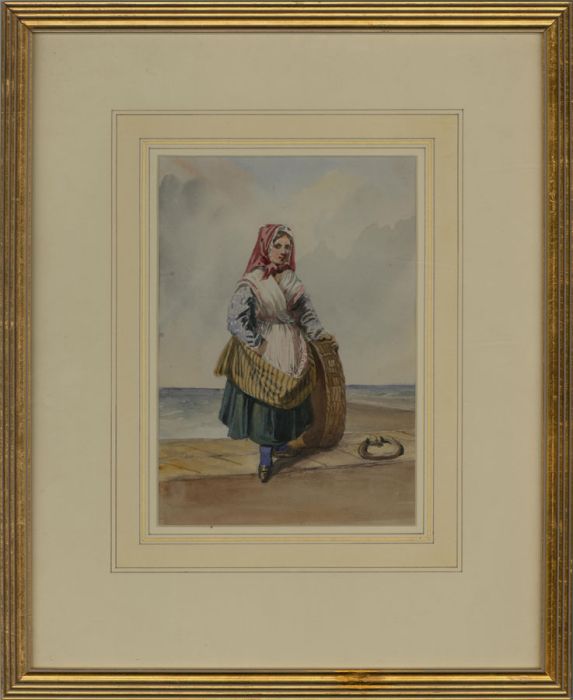 G. Newton (exh. 1850-1859) - 19th Century Watercolour, Portrait of a Basket Lady