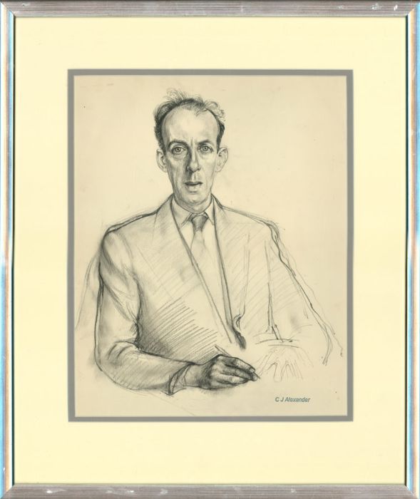 Christopher Alexander (1926-1982) - Mid 20th Century Chalk Drawing, Male Study