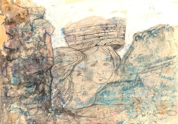 Paul Benjamin - Mid 20th Century Mixed Media, Two Girls