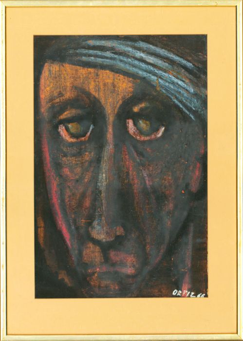 Ortiz - Signed & Framed 1966 Pastel, Study of a Head