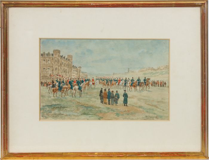 Henri Lafarge de Gaillard - 1898 Watercolour, Lancers March, Military Parade