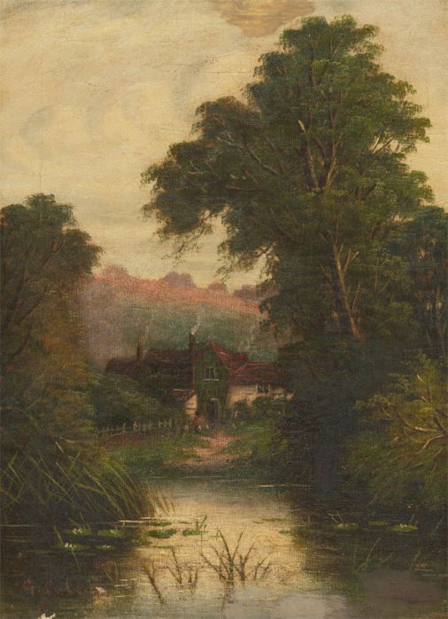 G. Cole - Late 19th Century Oil, River Landscape with Cottage