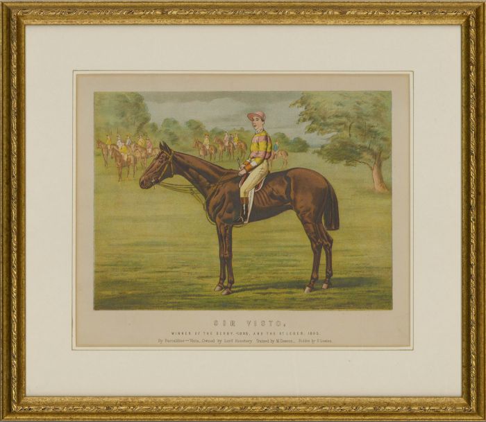 Framed Early 20th Century Lithograph - Sir Visto The Racehorse