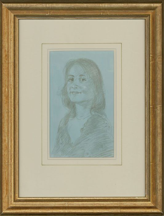 Ronald Olley (b.1923) - Framed c. 2000 Graphite Drawing, The Amused Woman