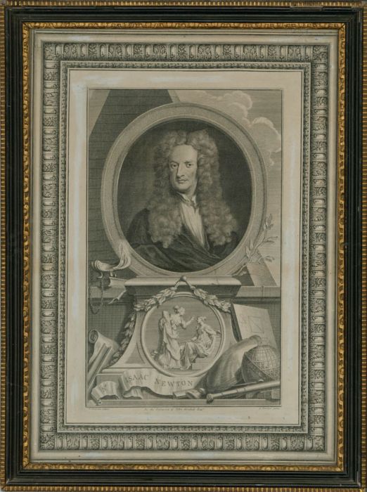 Jacobus Houbracken after G. Kneller - c.1740 Engraving, Sir Isaac Newton