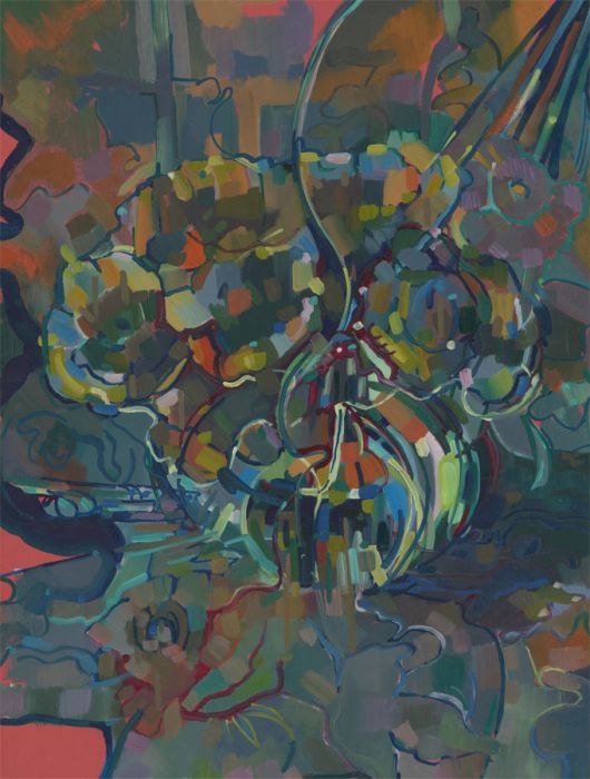 John Cherrington (1931-2015) - Signed 1987 Oil, Vibrant Abstract still Life