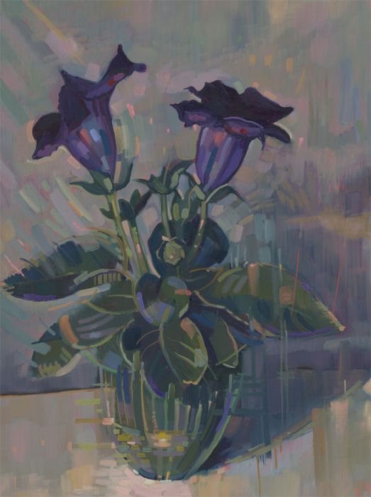 John Cherrington (1931-2015) - Signed 1988 Oil, Violet Abstract Still Life