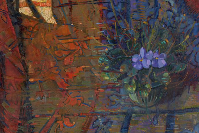 John Cherrington (1931-2015) - 1990 Acrylic, Abstract Flowers, Orange & Purple