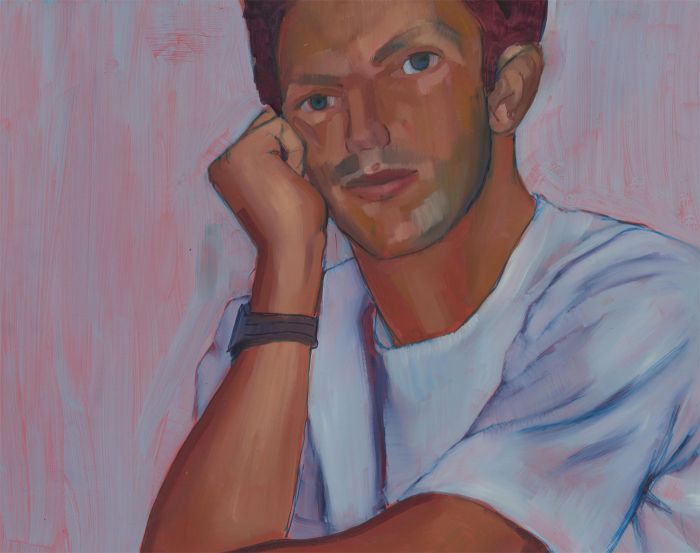 John Cherrington (1931-2015) - 20th Century Oil, Young Man with Blue Top
