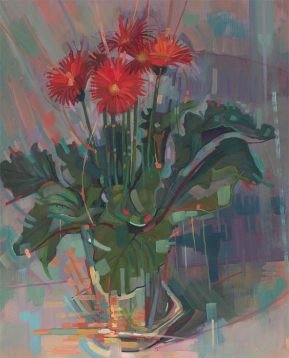 John Cherrington (1931-2015) - 1988 Oil, Floral Still Life, Red Flowers