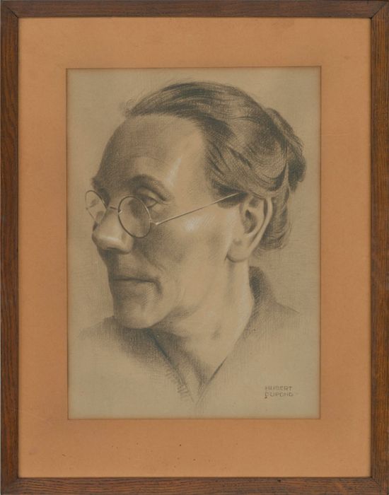 Hubert Dupond - Signed 20th Century Charcoal Drawing, The Bespectacled Woman