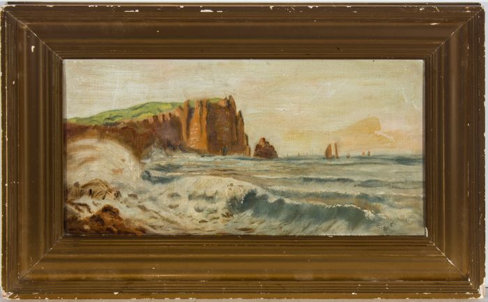 Late 19th Century Oil - Beach Scene with Cliffs