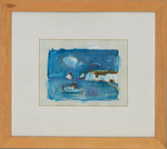Wakefield - Signed & Framed 1994 Pastel, Abstract Coastal Seascape