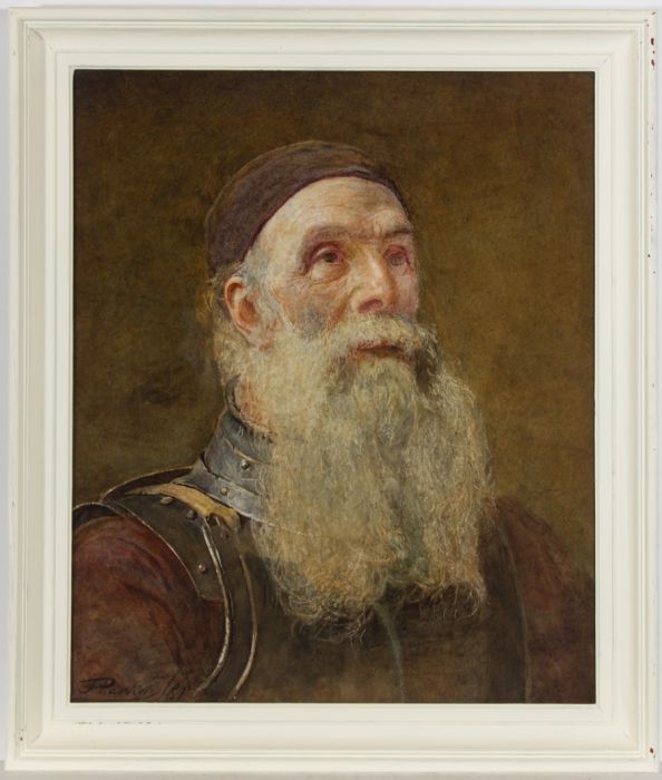 J. Parker - 1881 Watercolour, Portrait of an Elderly Soldier