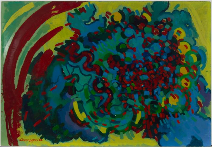 John Cherrington (1931-2015) - 1982 Oil, Abstract in Red and Green