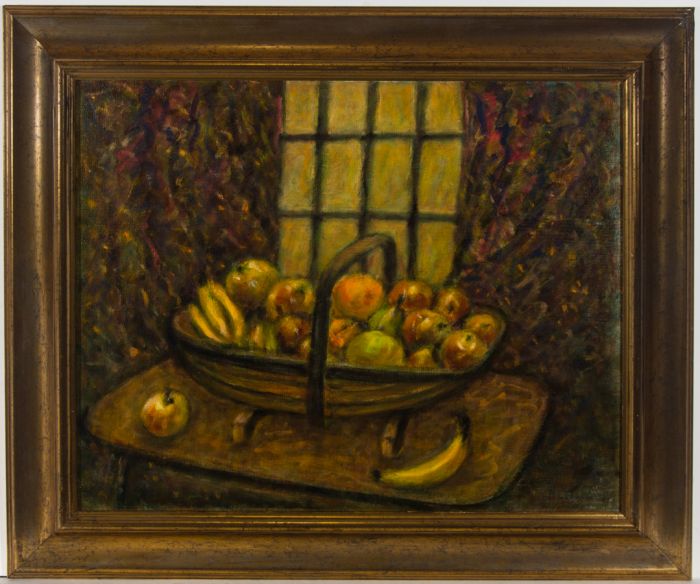 Henry E. Foster (1921-2010) - Mid 20th Century Oil, Fruit in a Trug Basket