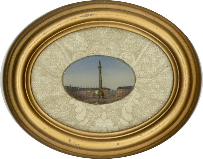 Framed Miniature Late 19th Century Grand Tour Souvineer- Place Vendome, Paris