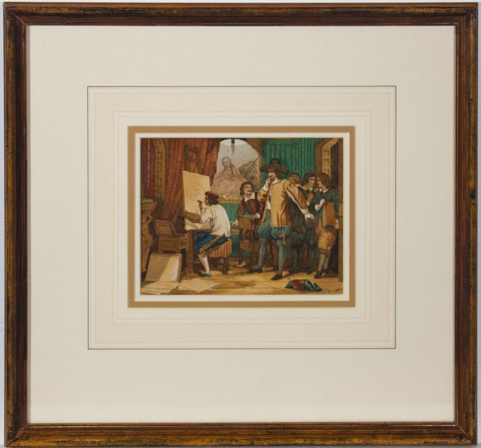 J.S. Nash - Framed 1882 Watercolour, The Artist's Studio