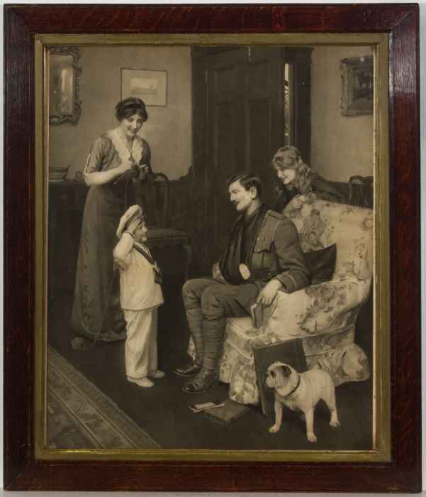 Framed Early 20th Century Lithograph - Just Like Father, A Family Portrait