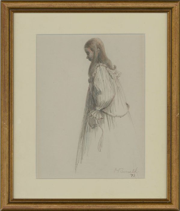 Margot Russell (1913-1988) - 1972 Coloured Pencil, Girl in a Dressing Gown