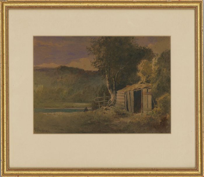 D.W. Barker - Framed 1875 Watercolour, The Hideaway