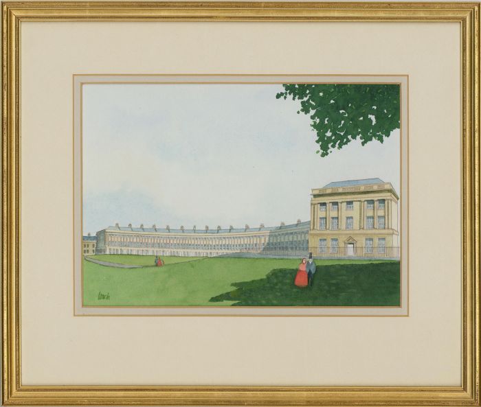 Leach - Framed 20th Century Watercolour, The Royal Crescent, Bath