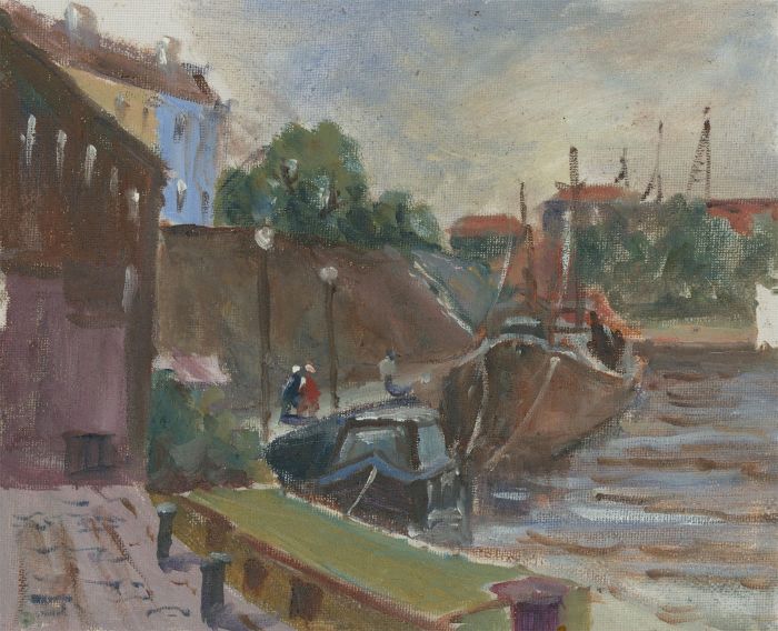 John A. Case - 20th Century Acrylic, Harbour Scene