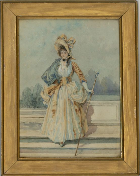 Framed Late 19th Century Watercolour - Woman in a Bonnet