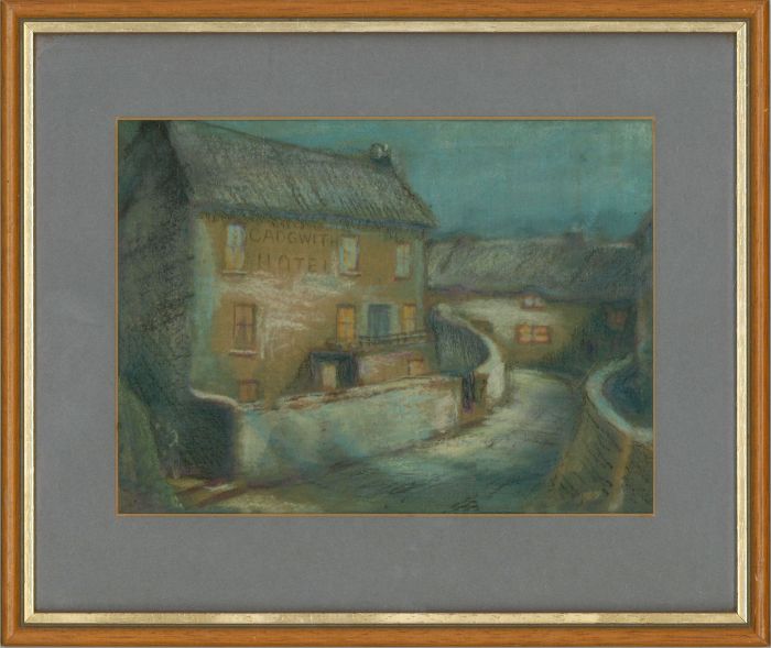 Framed Mid 20th Century Pastel - Cadgwith Cove, Cornwall