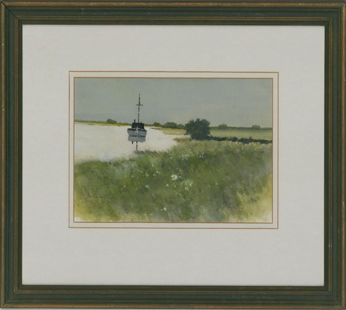 Jan Clutterbuck (1919-2010) - 20th Century Gouache, Grassy Lake Scene
