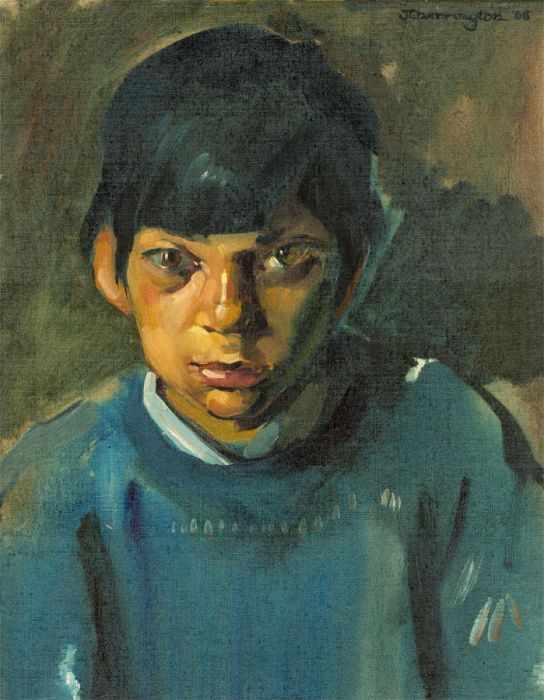 John Cherrington (1931-2015) - 20th Century Oil, Portrait of a Boy in Blue