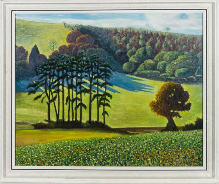 June Walsh (b.1930) - Signed & Framed 1999 Oil, Autumn In The Meon Valley