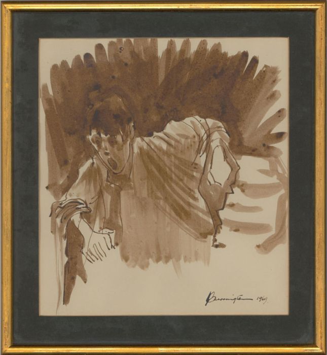 John Cherrington (1931-2015) - 1969 Pen and Ink Drawing, Man with a Shocked Face