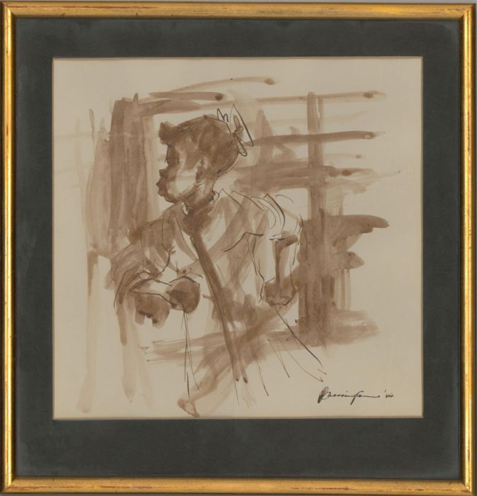 John Cherrington (1931-2015) - 1966 Pen and Ink Drawing, Young Girl