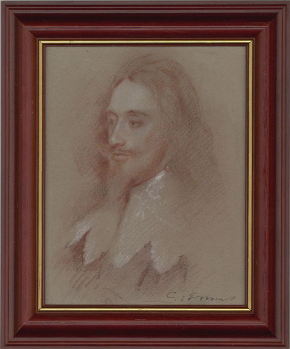 Colin Frooms (1933-2017) - Framed 20th Century Sanguine, Portrait of Charles I