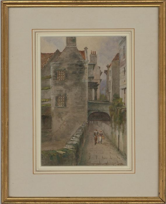 J. Norman Rowsell - Signed & Framed 1890 Watercolour, Edinburgh Street Scene