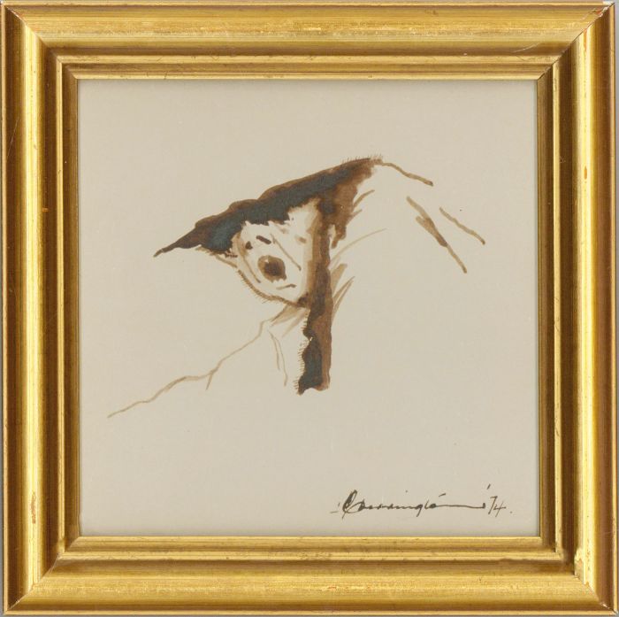 John Cherrington (1931-2015) - Signed & Framed 1974 India Ink, The Elderly Woman